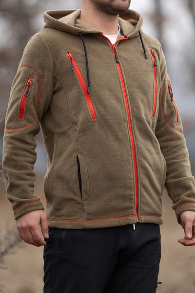 Huğlu 6-Pocket Khaki Fleece Cardigan
