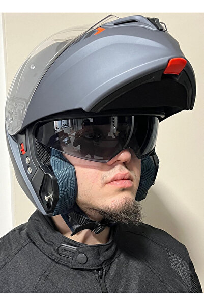 AXXIS STORM SV SOLID A2 MATT TITANIUM ÇENE AÇILIR MOTOSİKLET KASKI