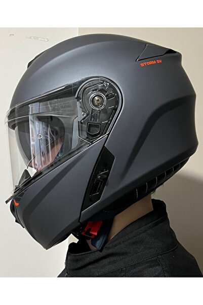 AXXIS STORM SV SOLID A2 MATT TITANIUM ÇENE AÇILIR MOTOSİKLET KASKI