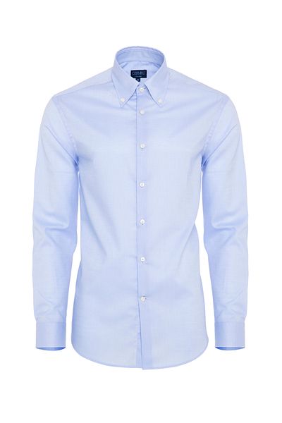 Germirli Non Iron Blue Oxford Button Collar Tailor Fit Shirt