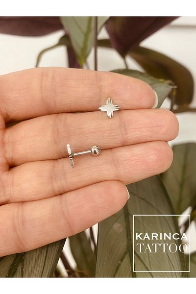 Karınca Piercing Unisex Silver Color Star Glitter Fashion Metallic Ear Piercing