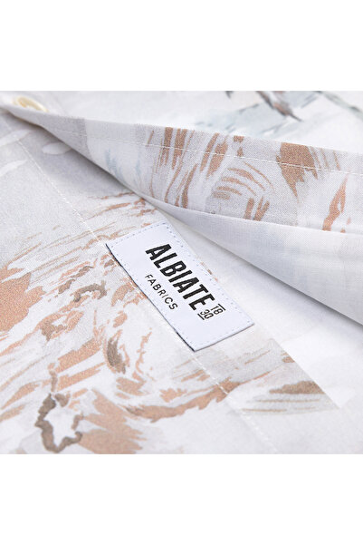 Germirli Palm Tree Patterned Soft Collar Tailor Fit Cotton Short Sleeve Men's Shirt