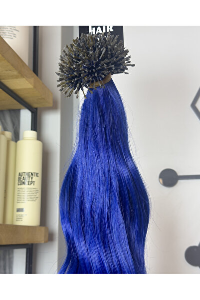 Hairpim 100% İnsan Saçı Rainbow (0.6 Gr) Mavi 50 Adet 70 Cm Yeni Nesil Kaynak Saç