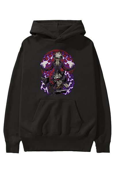 Ankhises BLACK CLOVER DEVIL UNION Hanorac negru cu glugă cu imprimeu în față Anime Hanorac supradimensionat cu glugă bărbați femei
