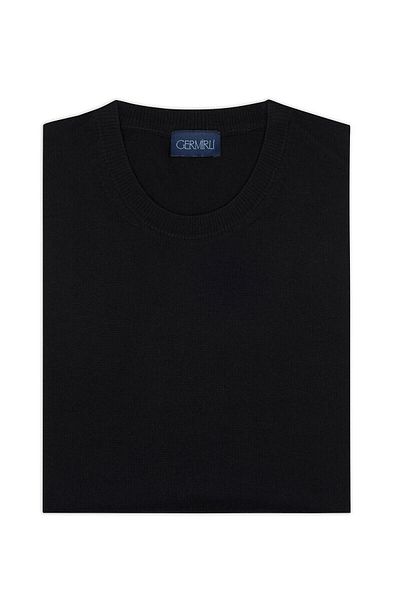 Germirli Crew Neck Regular Fit Black Extra Fine Merino Knitwear