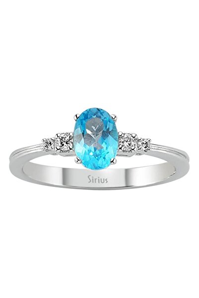 Sirius Pırlanta Pırlanta Ve Oval Mavi Topaz Taşlı Yüzük