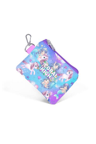 Coral High Kids Purple Pink Unicorn Mermaid Patterned Coin Purse 21916