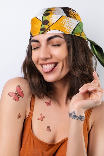 Artikel Pembe Kelebekler Geçici Dövme,geçici Tattoo ,vücut Dövme,kol Bilek Dö...