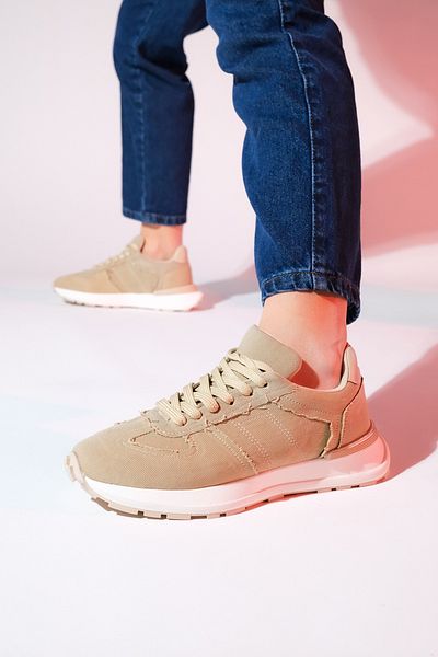 LuviShoes RAFAEL Beige Denim Damen Sport Sneakers