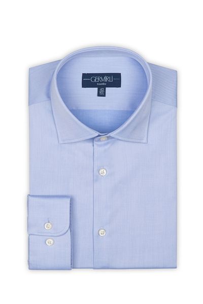 Germirli Non Iron Blue Twill Classic Collar Tailor Fit Shirt