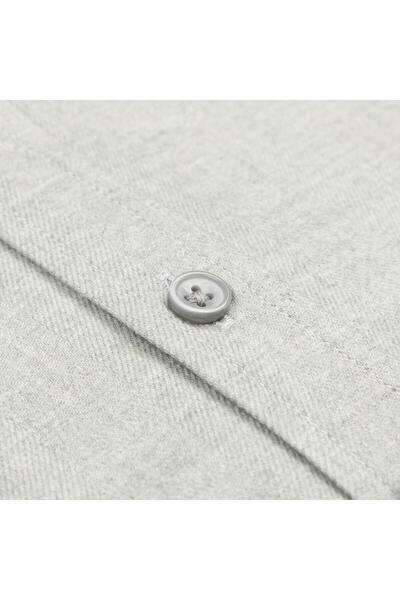 Germirli Light Gray Buttoned Collar Albini Cotton Tailor Fit Comfortable Fit Herringbone Flannel Shirt