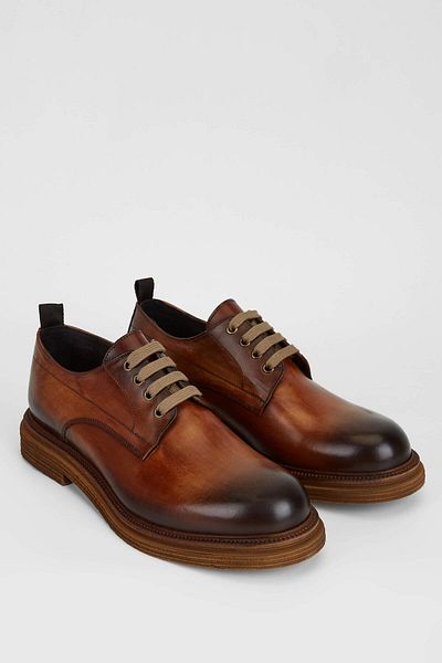 EXTON Men's Genuine Leather Tan Casual Shoes