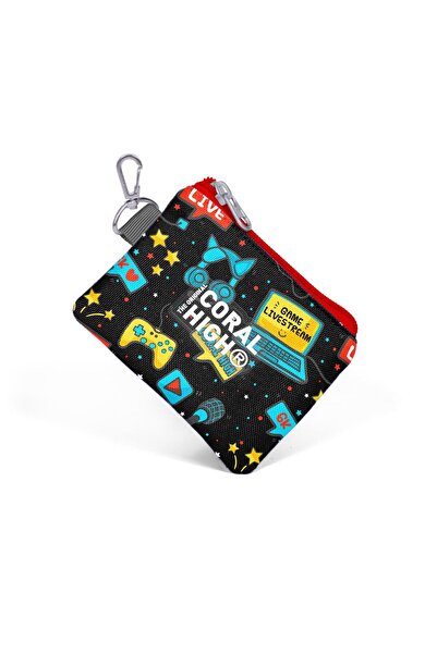 Coral High Kids Black Blue Gamer Patterned Coin Purse 21918