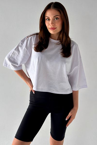 MODAGEN Γυναικείο μπλουζάκι Oversize White Crop