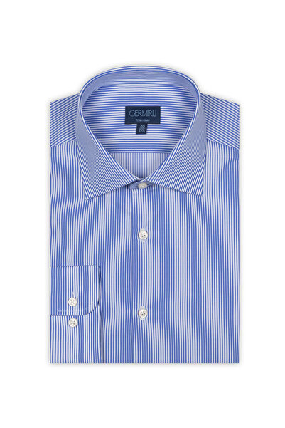 Germirli Non Iron K.mavi Çizgili Tailor Fit Gömlek