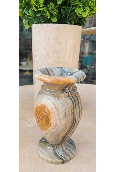 Sümeyra Marble Art Vază din marmură gri naturală