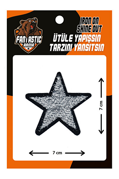 FANTASTIC ARMA 10'lu Paket Ütü Ile Yapışan Dokuma Arma Patch Yama Gümüş Simli...