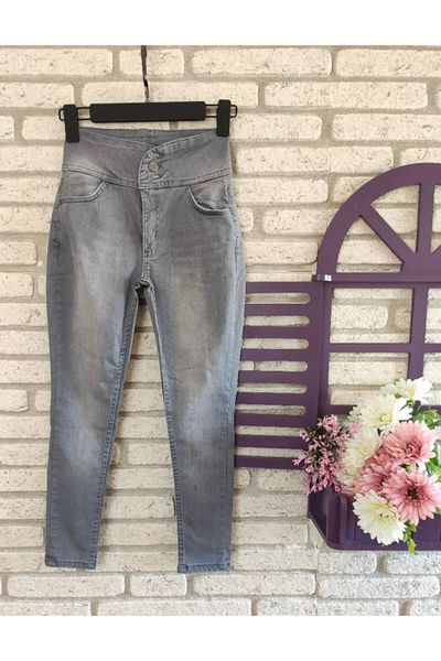 rengastyle Women's Gray High Waist Lycra Jeans (Narrow Fit Lycra 90 Cm Ankle Length)