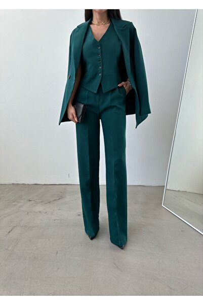 SONREİR Kabát - Mellény - Bő nadrág 3 részes női öltöny