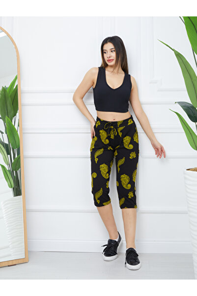 Banadamoda Kadın Desenli Penye Kapri