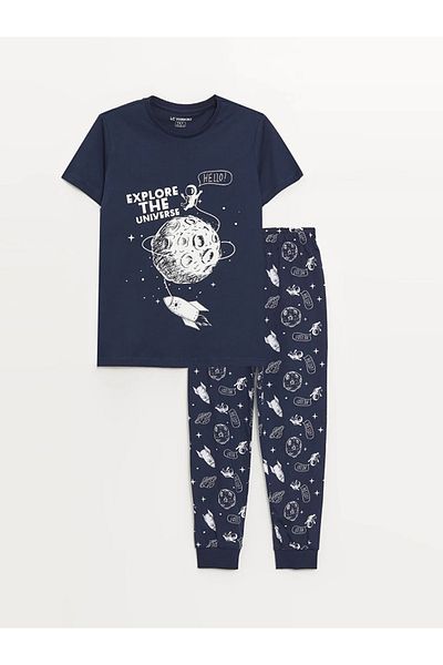 LC Waikiki Σετ πιτζάμες για αγόρια LCW Kids - Crew Neck, εμπριμέ, κοντομάνικο