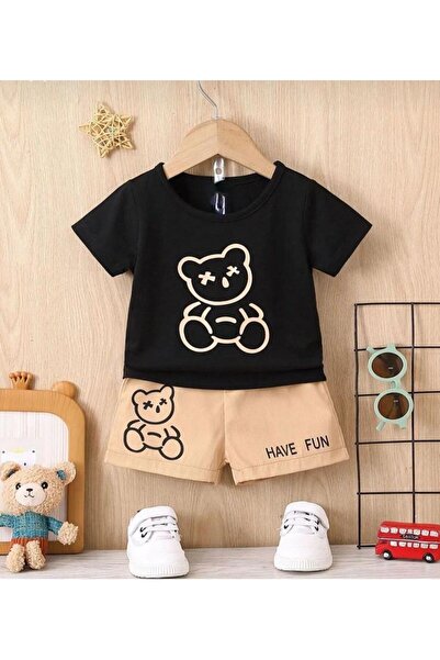 VESTIR BIEN Set pentru copii Ursuleț Negru Bej