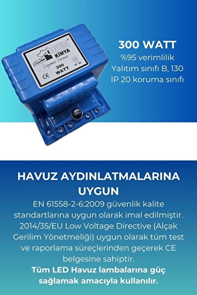 Önen Kimya Havuz Aydınlatmaları İçin 300W Güç Kaynağı Havuz Trafosu