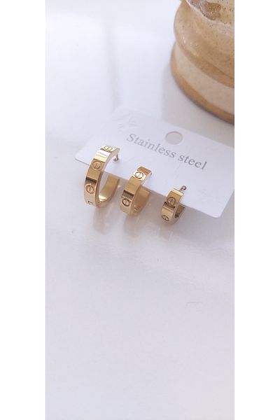 Trend Republic 3-piece ring steel earrings
