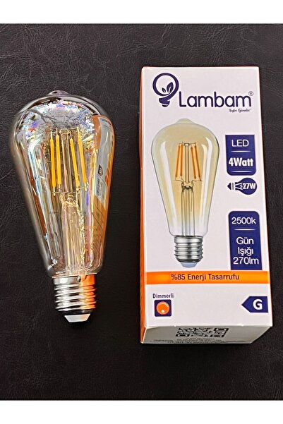LAMBAM 4 WATT E27 DUYLU 270 LÜMEN 2500 KELVİN GÜNIŞIĞI DİMMERLİ ST64 LED RUST...