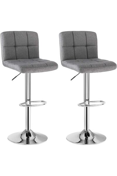 SONGMICS 2'li Set Ayarlanabilir Yükseklikte Keten Kaplı 360° Bar Taburesi Set...