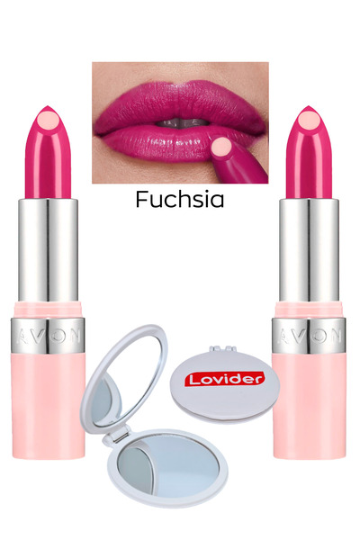 AVON Hydramatic Işıltılı Ruj - Fuchsia 2'li + Lovider Cep Aynası