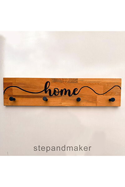 Step and Maker Masif Ahşap 'Home Yazılı' Portmanto, Duvar Askısı