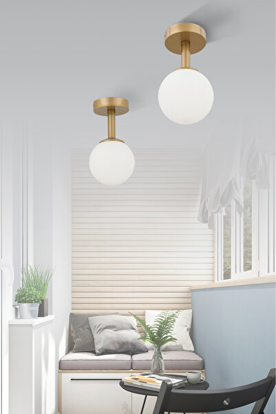 avimonaydınlatma MELO TEKLİ BEYAZ GLOB CAMLI ESKİTME PLAFONYER