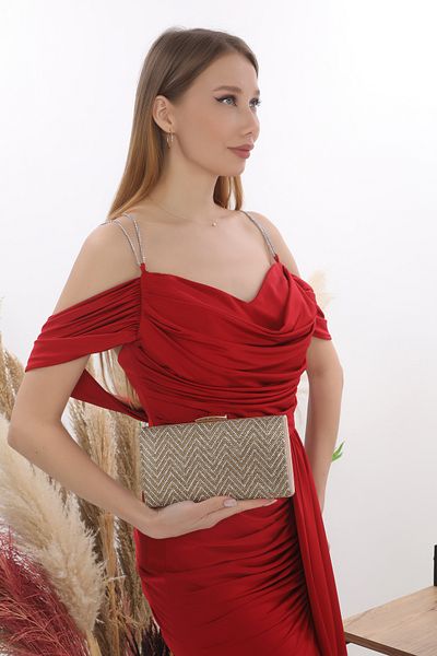 womenacs Γυναικείο χρυσό χρυσό Zik Zak Stone βραδινό φόρεμα Clutch Portfolio Hand Night Wedding Engagement Bag 357