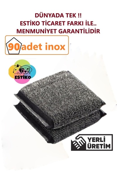 ESTİKO Burete de vase Magic Inox din sârmă inoxidabilă 90 bucăți Burete ultra...