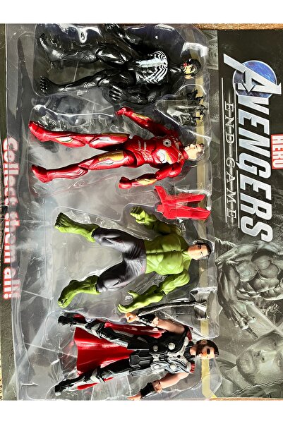 Hesaplı Dükkan Avanger End Game Demir Adam Hulk Black Panther Thor 18 cm ışık...