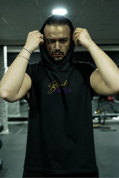 Oxlade Men's Hooded Black Mamba Limited Edition Gym Fitness Sport Singlet