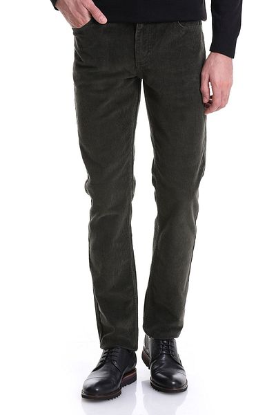 Hatemoğlu Χακί Dynamic Fit Straight 5 Pocket Casual Velvet Παντελόνι