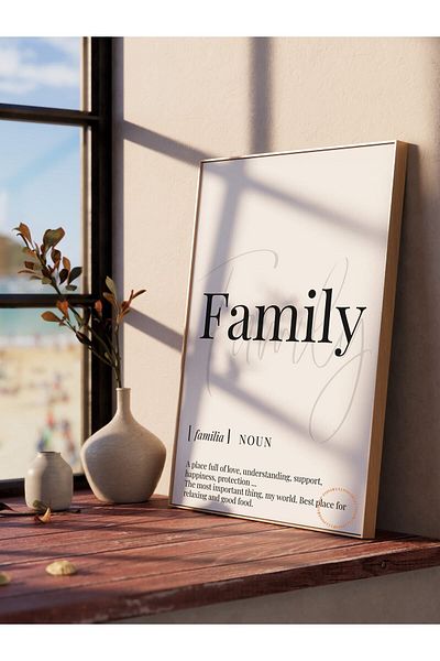 Postifull Family - Poster de tablou scris cu design de familie - Tablou fără cadru - Poster estetic - Decor de perete