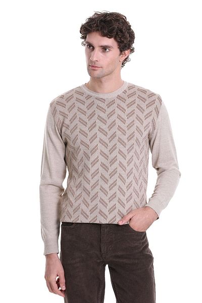 Hatemoğlu Πλεκτό πουλόβερ Mink Regular Fit Jacquard Crew Neck Wool