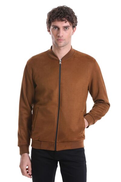 Hatemoğlu Palton de sezon maro cu guler bomber, cu croiala normală