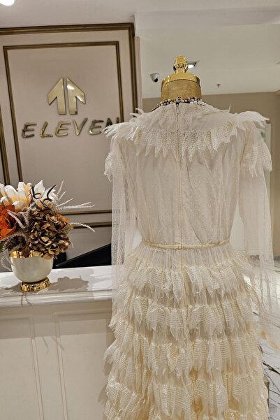 ELEVEN WİNTAGE YAPRAK KESİM KAT KAT ETEK ELBİSE