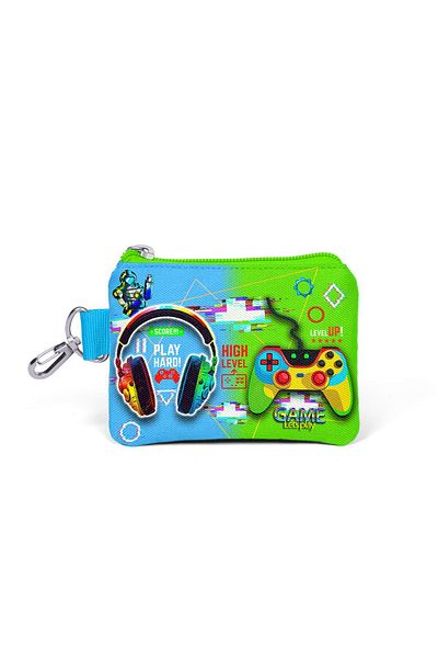 Coral High Green and Black Phosphorescent Game Pattern Coin Purse for Kids - 21926