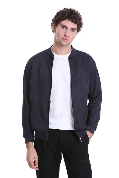 Hatemoğlu Εποχιακό παλτό Navy Blue Regular Fit Straight Bomber Collar