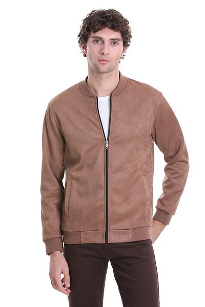 Hatemoğlu Εποχιακό παλτό Tan Regular Fit Straight Bomber Collar