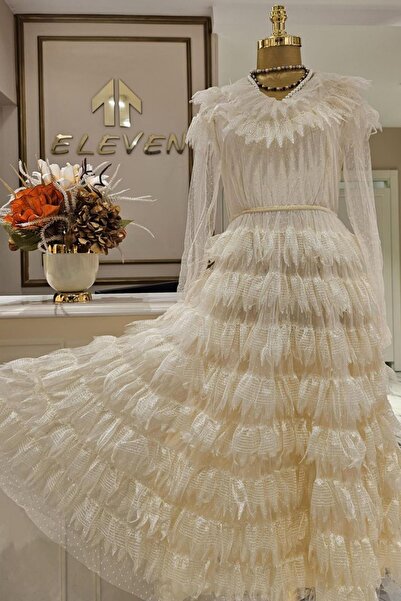 ELEVEN WİNTAGE YAPRAK KESİM KAT KAT ETEK ELBİSE