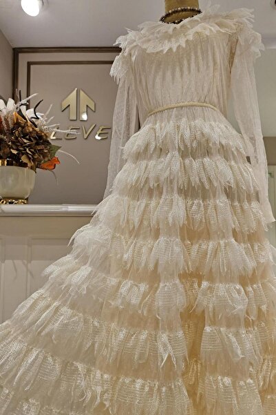 ELEVEN WİNTAGE YAPRAK KESİM KAT KAT ETEK ELBİSE