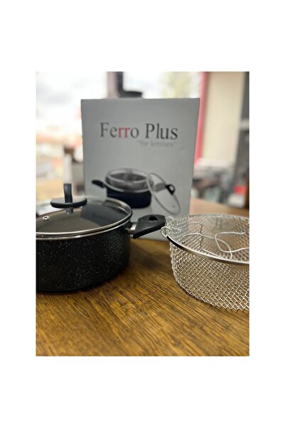 Demir Çeyiz Ferro Plus Granite Glass Lid 22 cm Pot Fryer and Cooker