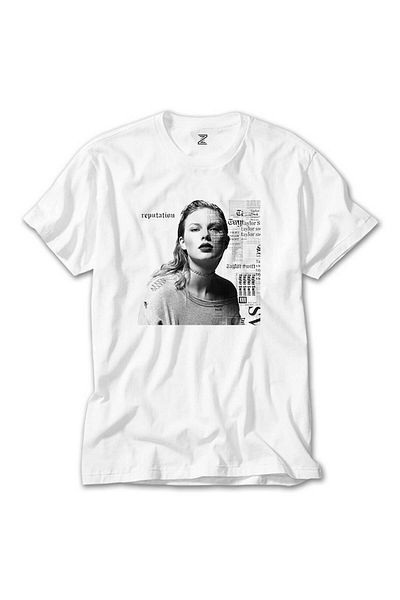 Z zepplin Λευκό μπλουζάκι με πορτραίτο Taylor Swift