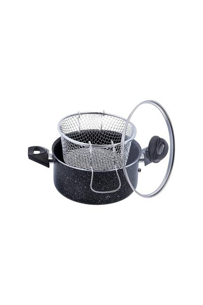 Demir Çeyiz Ferro Plus Granite Glass Lid 22 cm Pot Fryer and Cooker